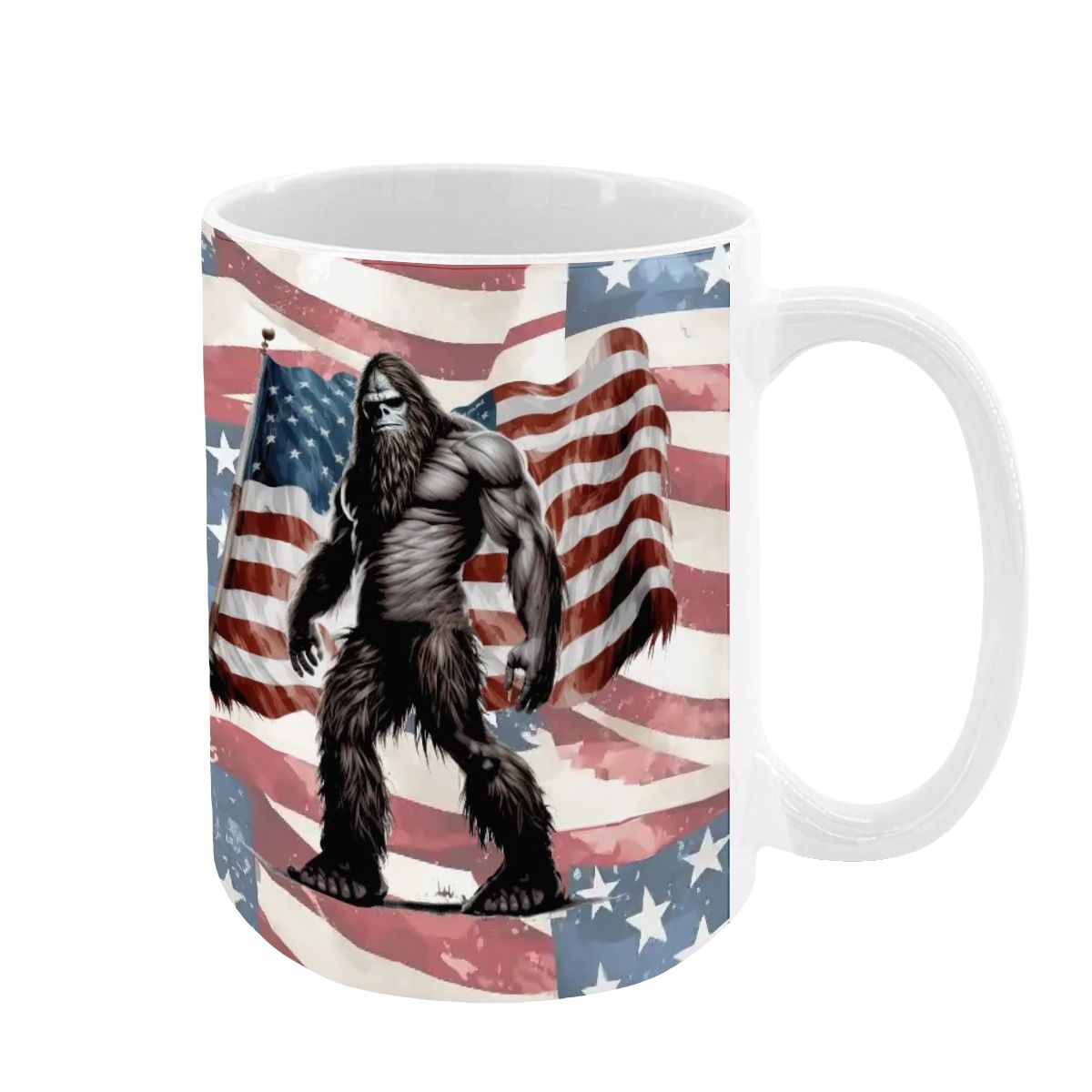 Patriot Bigfoot, Large 15 oz Ceramic, Dishwasher Safe Coffee Mug - Picture 9 of 16