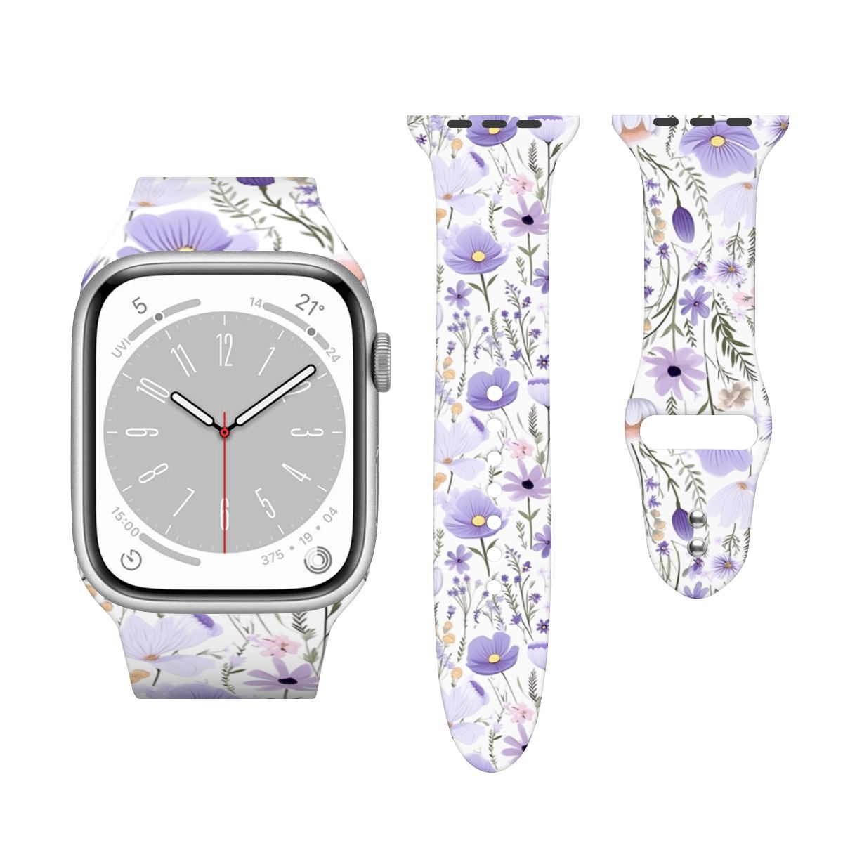 Bracelet Apple Watch violet fleur sauvage - double boucle - Photo 7 sur 8